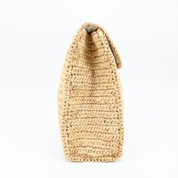 Pochette en raphia naturel crocheté, sac de luxe bohème vintage pour femme, avec fermoir en coton, idéal pour les fêtes estivales et le printemps