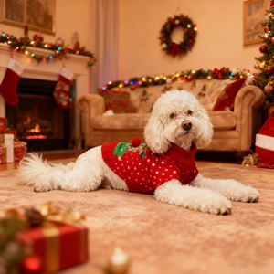 크리스마스 엘크 플러스 사이즈 니트 애완 동물 스웨터 아크릴 열 축제 휴일 복장 도매 사용자 정의 - Product Image 5