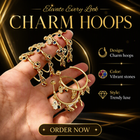 Nouvel ensemble de boucles d'oreilles créoles tendance Nazar avec breloque Hamsa dorée et pavé de pierres, pour femme, porte-bonheur, cadeau idéal pour soirée