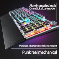 Clavier mécanique AULA F2088 pour joueurs, idéal pour le gaming et l'e-sport, avec interrupteurs bleus, utilisation à domicile, style punk, repose-poignets et éclairage mixte.