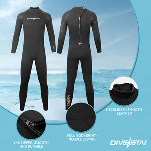 Divestar thiết kế mới <span class=keywords><strong>3mm</strong></span> 5mm <span class=keywords><strong>Neoprene</strong></span> Jumpsuit dài tay áo đá vôi bên trong người đàn ông Lặn Lướt Wetsuit với trở lại Zip - Product Image 5