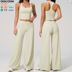 Conjunto Deportivo OEM de 2 Piezas para Mujer: Top Corto de Tirantes Anchos con Cuello Cuadrado y <span class=keywords><strong>Pantalones</strong></span> de Cintura Baja de Ajuste Holgado - Product Image 1