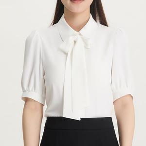 Blusa <span class=keywords><strong>de</strong></span> Gasa con Lazo y Manga Corta para Mujer, Resistente a las Arrugas, para Oficina, Maestra, Entrevista <span class=keywords><strong>de</strong></span> <span class=keywords><strong>Trabajo</strong></span>, Uniforme - Product Image 6