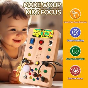 Tableau d'activités interactif pour enfants avec interrupteur et prise LED de simulation, jouet éducatif - Product Image 3