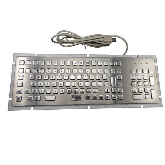 IP65 Waterproof Stainless Steel USB Metal Keyboard with Trackball Industrially-controlled Keypad for Kiosk Use