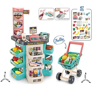 Crianças de Plástico Carrinho de Compras Do Supermercado Caixa Registradora Pretend Play Toy