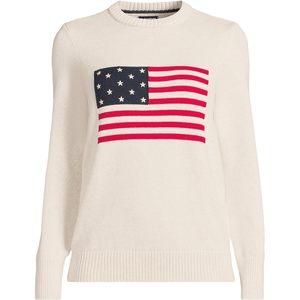 FOXA Pull en coton à col rond pour femme avec broderie drapeau américain, manches longues, tenue décontractée - Product Image 3