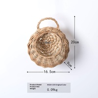 Keranjang Bunga & Pot Sukulen Gantung Dinding dari Rotan dan Anyaman Tangan dengan Desain Pastoral Kreatif