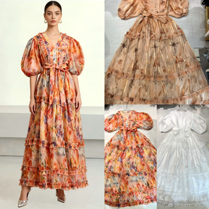 Abito Modesto <span class=keywords><strong>di</strong></span> Alta Qualità per <span class=keywords><strong>Donna</strong></span>, Maniche a Sbuffo, Elegante Verde Salvia, Vestito Estivo Casual Lungo, Ordine all'Ingrosso ODM - Product Image 3