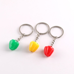 Porte-clés Pendentif Piment en Alliage de Zinc Rouge Jaune Vert, Forme Alimentaire, Cadeau, Breloque, Accessoire - Product Image 5