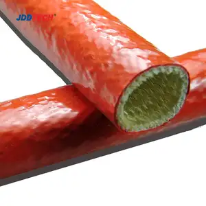 Alkali Free Fiberglass Braided cable fire Sleeve cover JDD high temp iron oxide red hydraulic hose protector