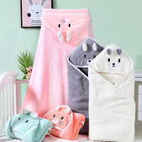 Serviettes de bain à capuche absorbantes écologiques pour bébé, Vente en gros Serviette de bain bébé en molleton de corail avec capuche