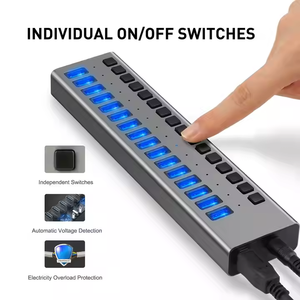 16 puertos USB 3,0 5Gbps Transferencia de datos y enchufe de alimentación 90W HUB multipuerto para cada extensión de equipo USB 3,0 - Product Image 6