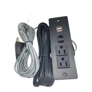 electrical plug socket with USB and telephone line Two embedded American standard socket outlets with 5V 2A USB