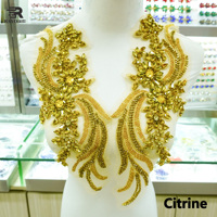 10 Couleurs Applique en dentelle et strass à coudre, ornée de perles et de cristaux, motif pêches, accessoire pour corsage de robes de mariée, qui brille dans le noir