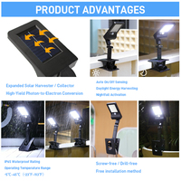Support de montage solaire Solarup 3-en-1 avec capteur de mouvement, lampe de sécurité extérieure LED IP65 DC rechargeable, contrôle sans fil, jardin