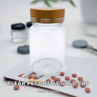 Flacon en plastique pour médicaments, pilules, capsules, comprimés, 120/175/250 ml, avec bouchon à vis doré, sérigraphié