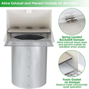 Amortisseur de ventilation mural en acier galvanisé à capuche de 10 pouces et couvercle d'évacuation <span class=keywords><strong>pour</strong></span> <span class=keywords><strong>hotte</strong></span> de cuisine, conduit blanc - Product Image 5