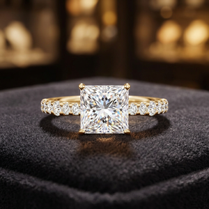 Anillo de Compromiso con Diamante Corte Princesa, Certificado IGI, Diamante Cultivado en Laboratorio, Banda de Oro Amarillo de 10K, 14K, 18K, Oro 925, Plata 935 - Product Image 1
