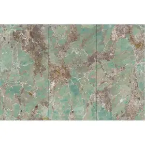 Tuile en pierre frittée de grande taille, 1200x2400mm, lien continu, couleur verte, aspect marbre
