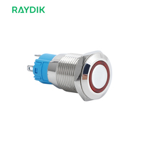 Interrupteur à bouton-poussoir métallique momentané anti-vandalisme étanche IP67 12 mm 12 V avec LED