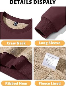 Sudaderas con forro de Sherpa para <span class=keywords><strong>hombre</strong></span> de peso pesado rojo, jersey de lana, Tops básicos, jersey de lana cálido para invierno, sudaderas de cuello redondo - Product Image 4