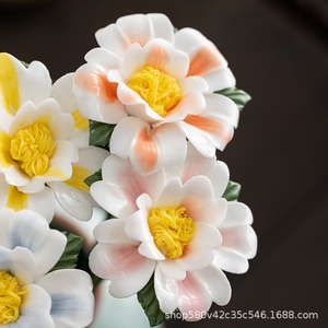 Handmade Ceramic Peony <strong>Flowers</strong>, Artificial Floral Decor for Living Room, Dining Table Centerpiece, <strong>Vase</strong> Arrangement - Product Image 6