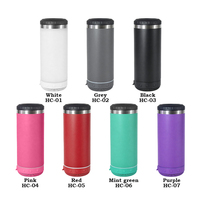 Tumbler Vakum Stainless Steel 16 oz Berlapis Bubuk, Speaker Nirkabel 4 in 1, Pendingin Kaleng