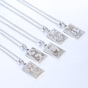 Collier pour femmes en acier inoxydable avec pendentif astrologique, <span class=keywords><strong>horoscope</strong></span>, tarot, les douze constellations - Product Image 5