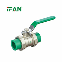Vanne à boisseau sphérique manuelle double union en laiton PPR pour alimentation en eau, en plastique, fournie par l'usine IFAN