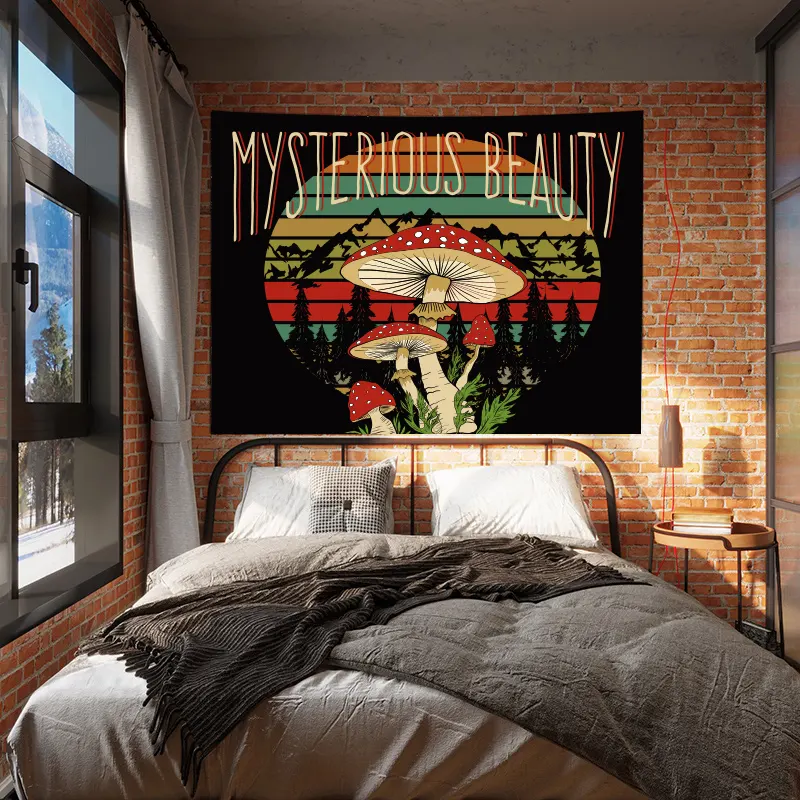 Psychedelic Poster Digital Printing Custom Wall Hanging Mushroom Tapestry