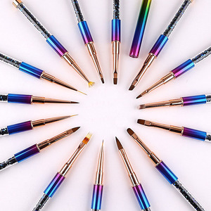 Sang Trọng Gradient Nail Nghệ Thuật Bàn Chải Nylon Tóc Kim Loại Làm Móng Tay Móng Tay Công Cụ Tùy Chỉnh UV Gel Nail Bàn Chải Rhinestone Xử Lý - Product Image 5