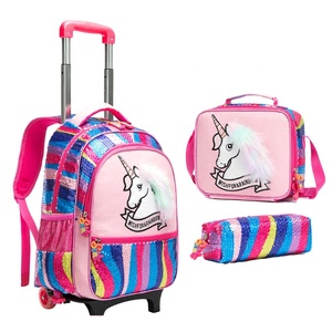 Paillettes 2-6 grade de l'école primaire girls16-inch amovible chariot <span class=keywords><strong>cartable</strong></span> réduire fardeau 3 pièce sac <span class=keywords><strong>à</strong></span> dos ensemble - Product Image 2