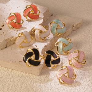 Exquisite Hollow Out Irregular Geometric Triangle Enamel Drip Oil Colorful <b>Stud</b> <b>Earrings</b> Court Style Retro Elegant <b>Earrings</b> - Product Image 1