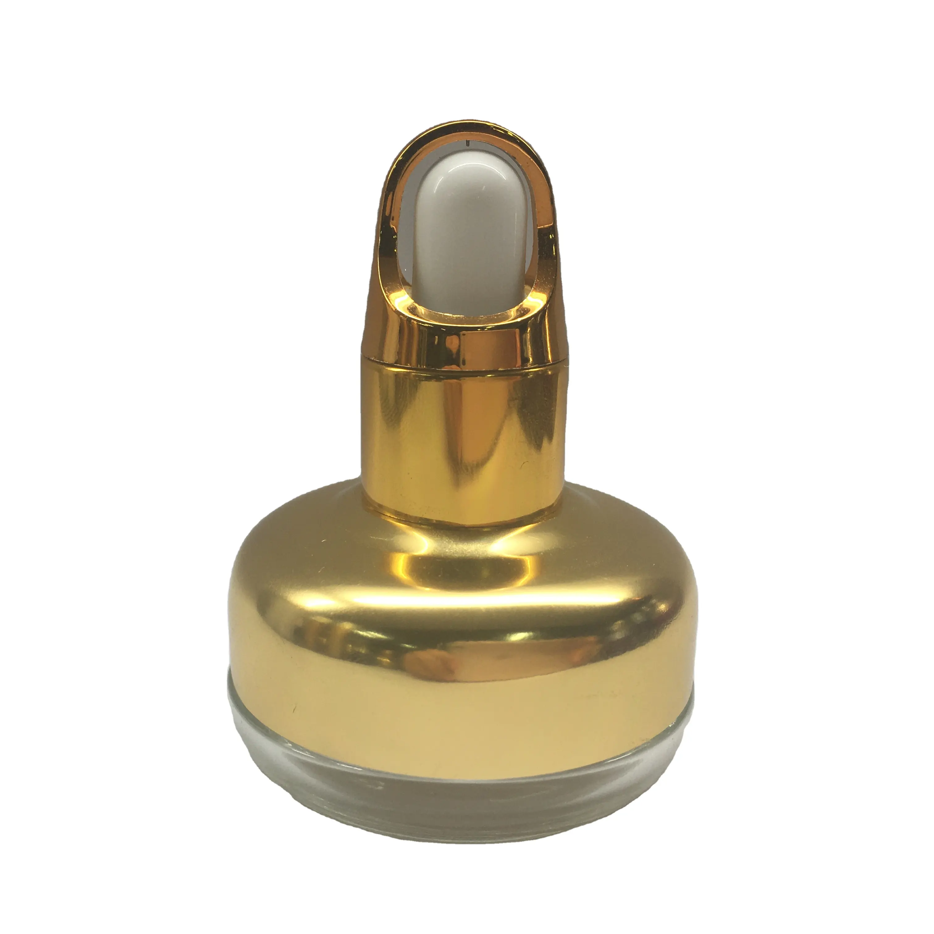Unique design 20ml glass dropper bottle with gold shoulder & Collar & basket dropper cap for essential oil