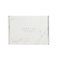 Boîte en carton ondulé personnalisée en marbre blanc avec étoiles dorées imprimées, écologique, recyclable, pliable, pour cadeaux, vente au détail et expédition
