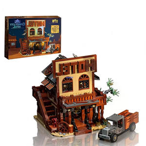 JD109 Ensemble de blocs de construction Western Cowboy City Hotel Street View 1597 pièces, kits de modèles d'architecture modulaire, jouets, cadeaux - Product Image 1