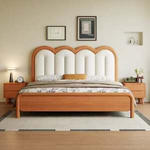 <span class=keywords><strong>Lit</strong></span> de style nordique contemporain, <span class=keywords><strong>lit</strong></span> double moderne en tissu crème, cadre en bois, taille king size, taille queen size, meubles de chambre à coucher, cadre de <span class=keywords><strong>lit</strong></span> - Product Image 2