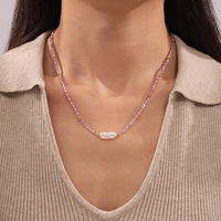 À la mode Baroque Imitation Perle Pendentif Collier En Acier Inoxydable 18k Plaqué Or Coloré Pierre Naturelle Collier De Perles