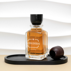Luxury Clear Glass <b>Perfume</b> Bottles 30ml 50ml 100ml Square Eco-friendly Recyclable with Wooden Cap and Screen Printing - Product Image 3