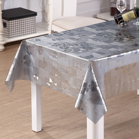 Nappe en PVC translucide décorative argentée RNPT, imperméable et résistante à l'huile, pour table de banquet