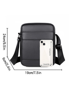Sac bandoulière homme en cuir PU noir, style vintage mini, léger, personnalisable avec logo, OEM, neuf. - Product Image 5
