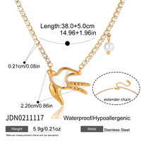 Collier sportif pour femme Wanxing, en acier inoxydable européen et américain, imitation perle en or 18 carats, oiseau, colombe de la paix, transfrontalier