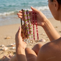 Collier personnalisé en acier inoxydable 316L avec perles de pierres naturelles colorées, support de pendentif DIY, résistant à l'eau et inaltérable