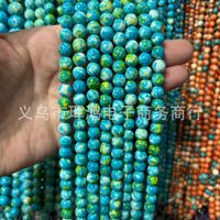 Mode desain baru DIY batu permata alami batu Ammolite warna-warni longgar untuk membuat perhiasan biru oranye 4mm 8mm 10mm untuk Gelang