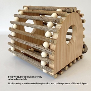 Échelle d'escalade et maison en bois pour perroquet, échelle à double sortie, <span class=keywords><strong>cabane</strong></span> en bois ventilée, décoration et jouet d'enrichissement pour cage à oiseaux - Product Image 3