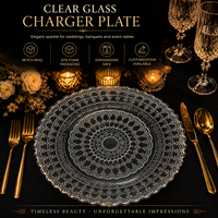 Assiette de présentation en verre transparent pour location de mariage, dessous de plat en verre transparent gaufré pour la décoration de table de banquets et événements de luxe