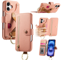 Étui portefeuille de luxe en cuir litchi avec support et porte-cartes pour iPhone 16 Plus Pro Max