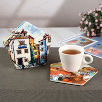 Sous-verres hexagonaux en céramique personnalisés imprimés UV, écologiques, résistants à la chaleur, diamètre 12 cm, épaisseur 0,7 cm, dos en liège, vente en gros d'usine en vrac