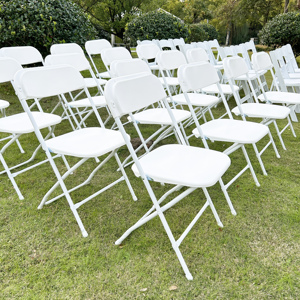 Silla Plegable de Plástico Blanca con Estructura Metálica Resistente para Interiores, Oficina, Comedor al Aire Libre, Playa, Entretenimiento, Fiestas, Bodas y Eventos - Product Image 4